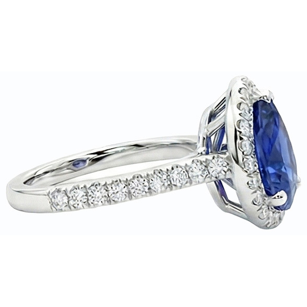 natural round sapphire 3.50ct ring profile view