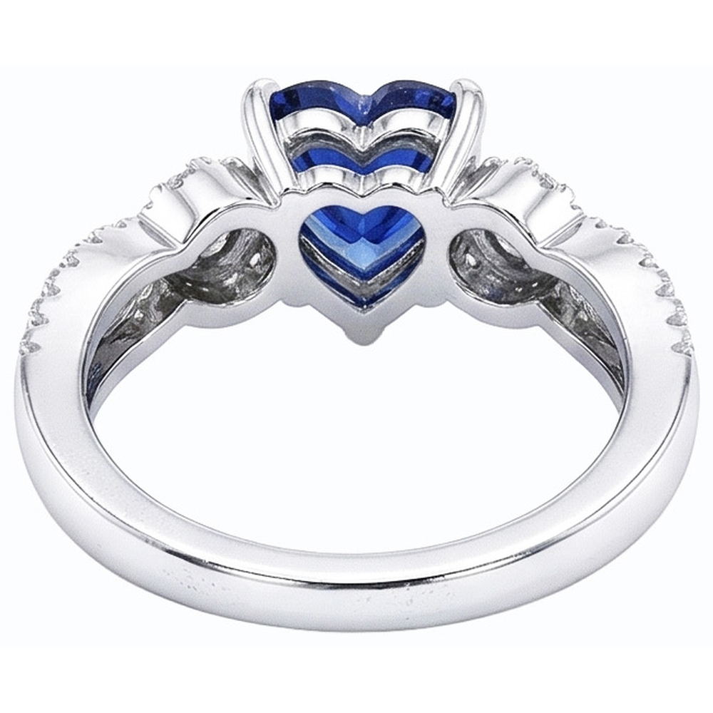 Blue Sapphire & Natural Earth Mined Diamond ( Not Lab Grown ) Ring 4.50 Carats White Gold 14K Jewelry