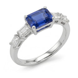 Natural Sapphire Ring 2.50ct - White Gold 14K