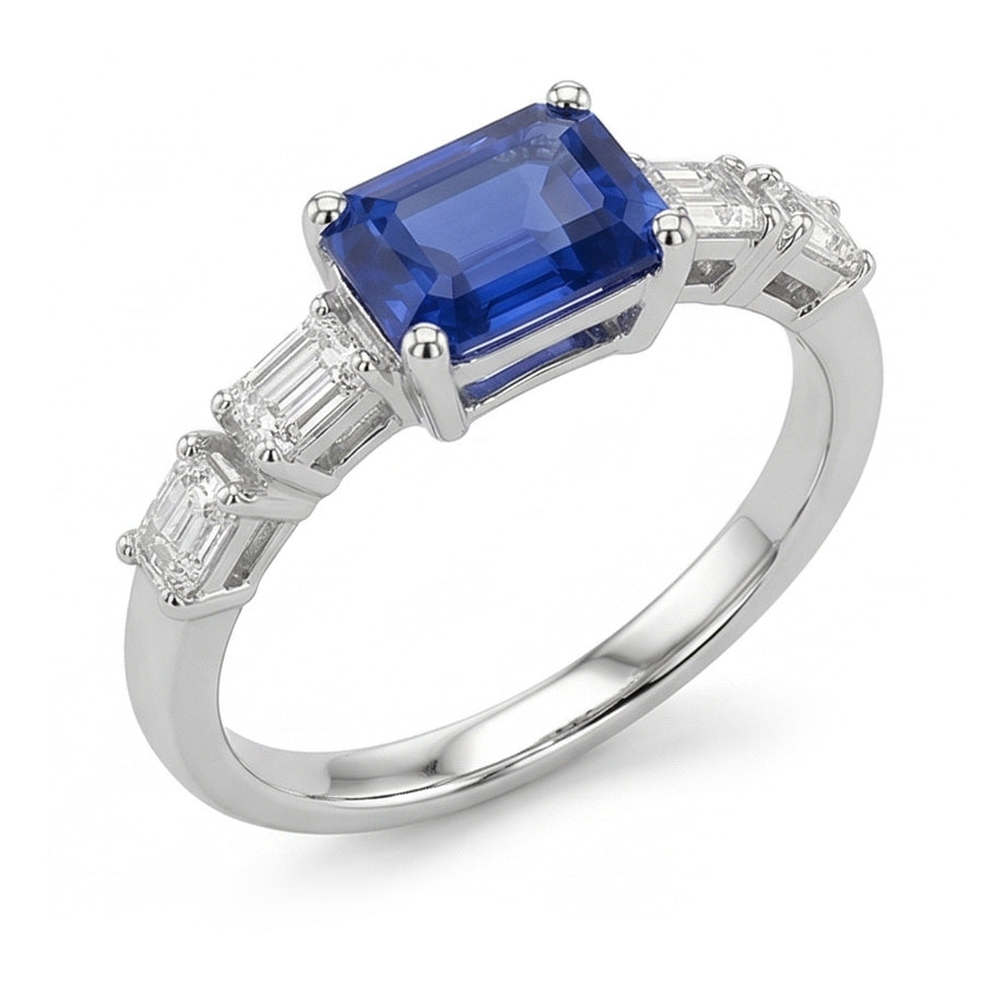 natural round sapphire 2.50ct ring front view