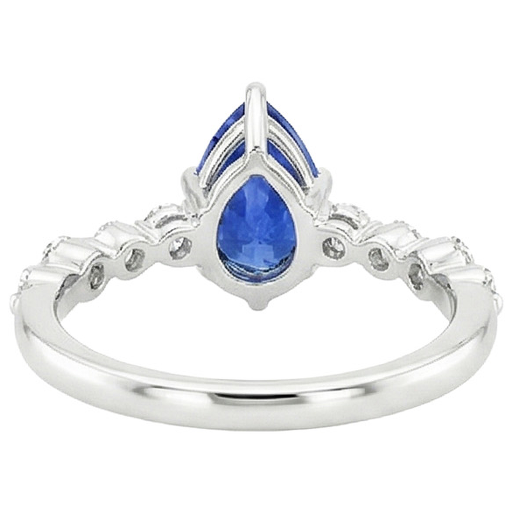 Blue Sapphire & Round Natural Earth Mined Diamond ( Not Lab Grown ) Engagement Ring With Accents 4.25 Carats