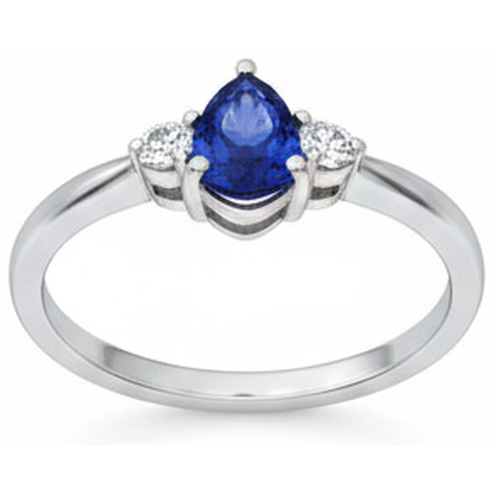 Blue Shappire Natural Earth Mined Diamond ( Not Lab Grown ) Wedding Ring