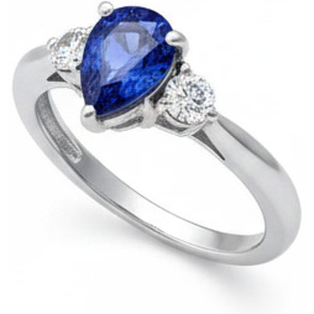 Blue Shappire Natural Earth Mined Diamond ( Not Lab Grown ) Wedding Ring