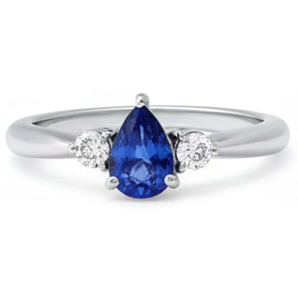 Blue Shappire Natural Earth Mined Diamond ( Not Lab Grown ) Wedding Ring