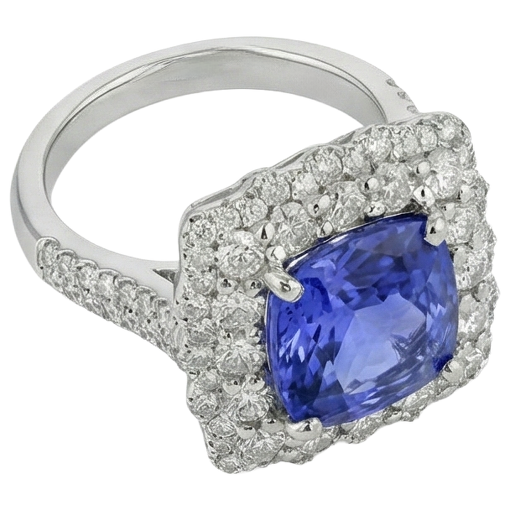 Blue Tanzanite With Natural Earth Mined Diamond ( Not Lab Grown )s 9.75 Ct Wedding Ring Gold 14K