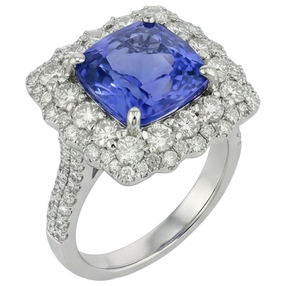 Blue Tanzanite With Natural Earth Mined Diamond ( Not Lab Grown )s 9.75 Ct Wedding Ring Gold 14K