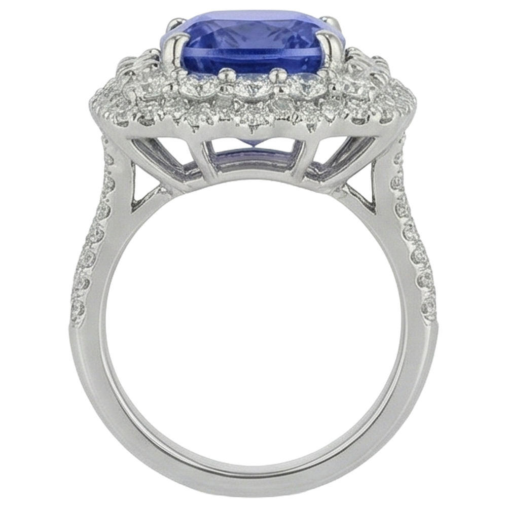 Blue Tanzanite With Natural Earth Mined Diamond ( Not Lab Grown )s 9.75 Ct Wedding Ring Gold 14K