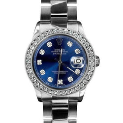 Blue Diamond Dial Datejust Rolex Watch Oyster Bracelet Stainless Steel QUICK SET