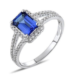 Blue Emerald Sapphire And Diamond Ring