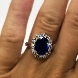 Blue Sapphire And Natural Earth Mined Diamond Engagement Ring