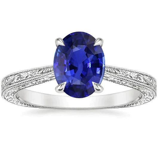 Blue Sapphire Color Solitaire Ring