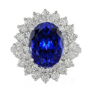 Blue Sapphire Gold 14K Diamond Ring
