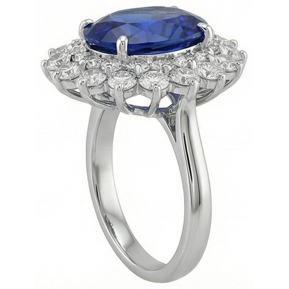 natural round sapphire 5ct ring top view
