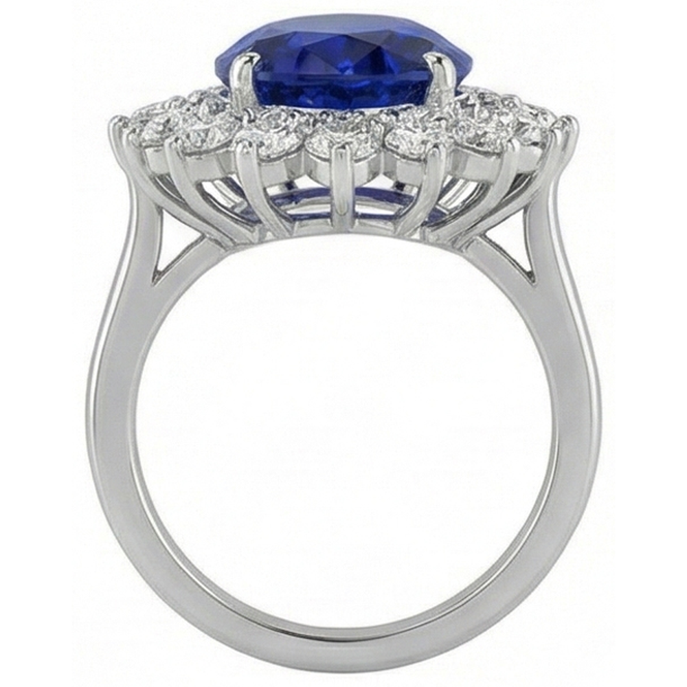 natural round sapphire 5ct ring on white background