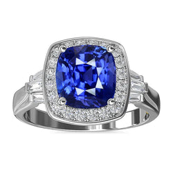 Blue Sapphire Jewelry And Natural Earth Mined Diamond Ring