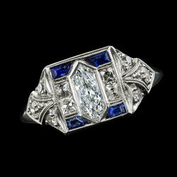 Blue Sapphire Princess Real Natural Earth Mined Diamond Special Cut Old Miner Ring 3.75 Carats