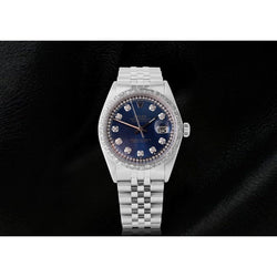 Blue String Diamond Dial Bezel Rolex  Watch Dj Ss Jubilee Bracelet QUICK SET