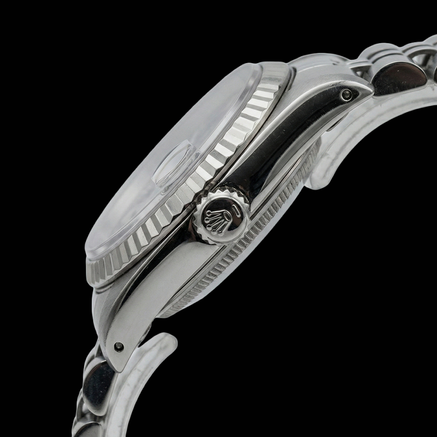 Blue Roman Dial Fluted Bezel Ladies Date Just Rolex Watch Ss