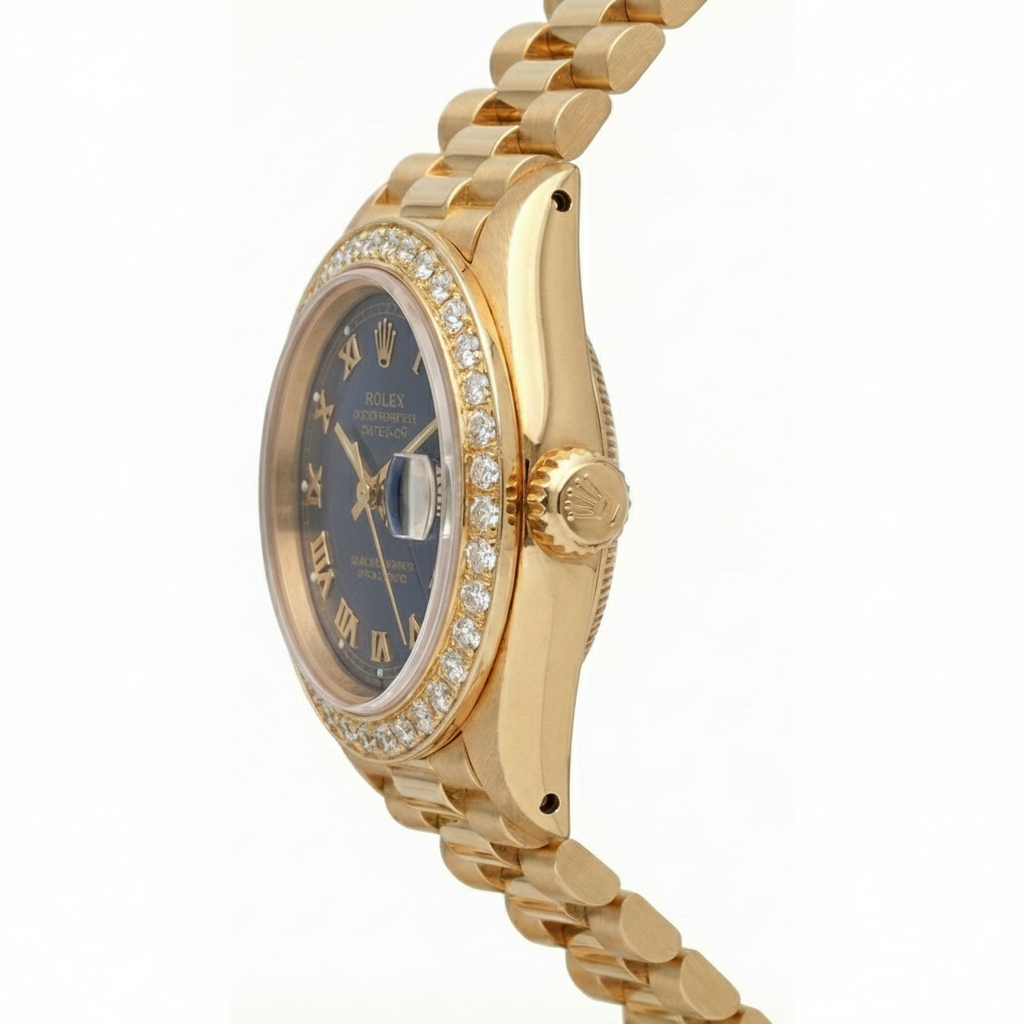 Blue Roman Dial Rolex Dj Presidential Style Watch Diamond Bezel