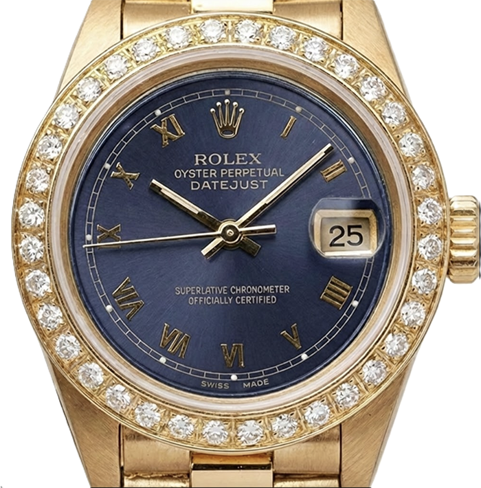 Blue Roman Dial Rolex Dj Presidential Style Watch Diamond Bezel