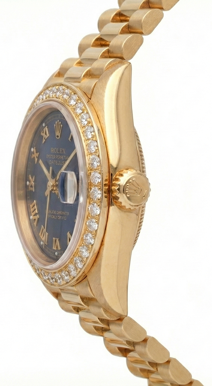 Blue Roman Dial Rolex Dj Presidential Style Watch Diamond Bezel