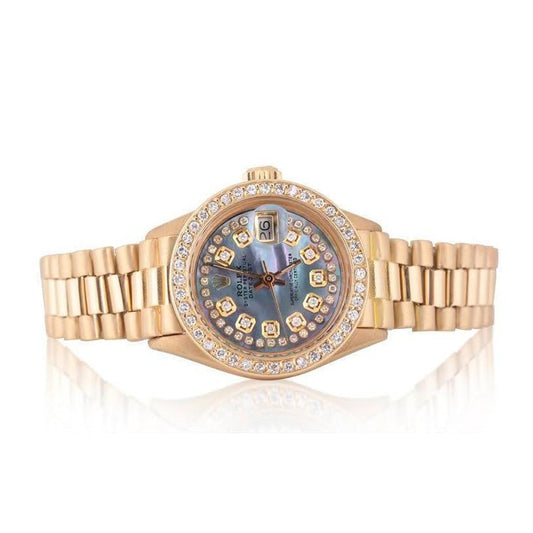 Mop String Diamond Dial Ladies Yellow Gold 