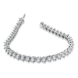 Bracelet White Gold 6 Ct. Round Real Diamond Lady Jewelry