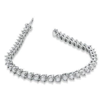 Bracelet White Gold 6 Ct. Round Real Diamond Lady Jewelry - Tennis Bracelet-harrychadent.ca