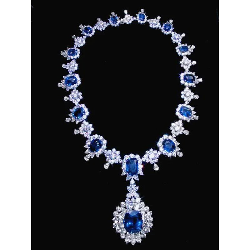 Bridal Ceylon Royal Blue Sapphire Necklace