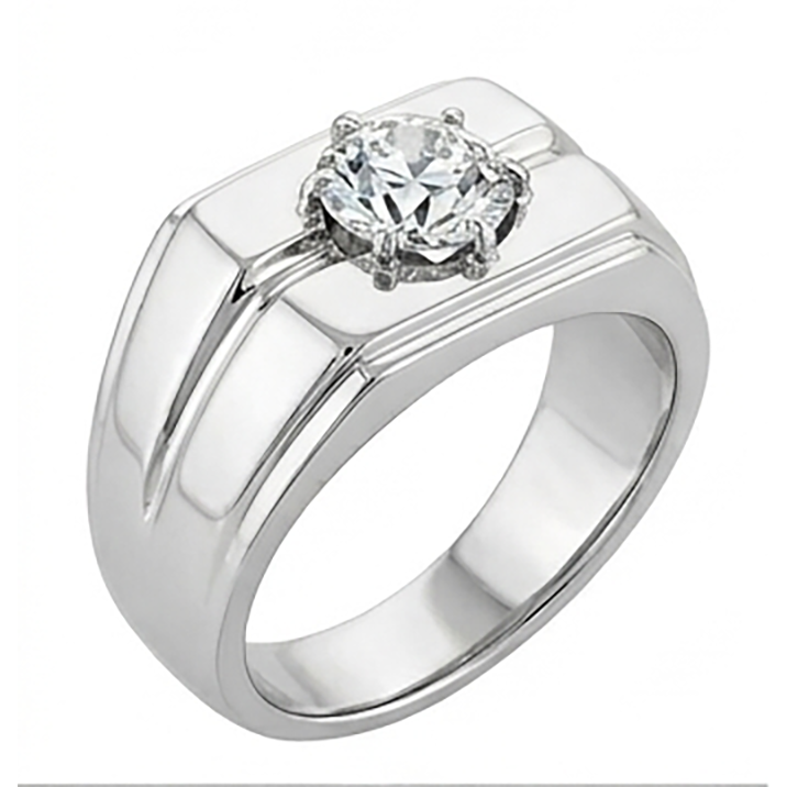Brilliant Diamond Antique Cushion Men's Ring 2 ct in 10K White