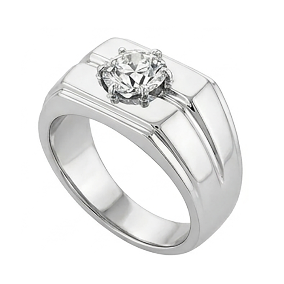 Brilliant Diamond Antique Cushion Men's Ring 2 ct in 10K White