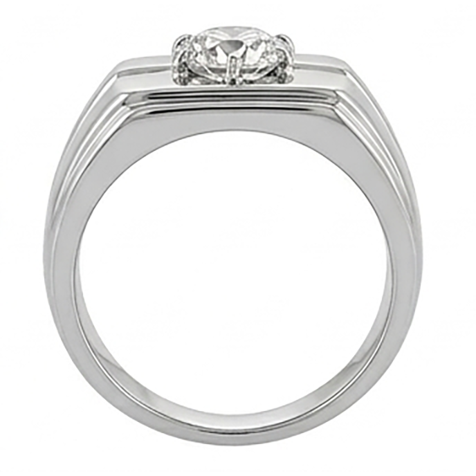 Brilliant Diamond Antique Cushion Men's Ring 2 ct in 10K White