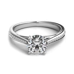 Brilliant Cut 2.90 Ct Real Natural Earth Mined Diamonds Women Engagement Ring White Gold 14K