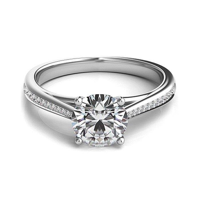 Brilliant Cut 2.90 Ct Real Diamonds Women Engagement Ring White Gold 14K