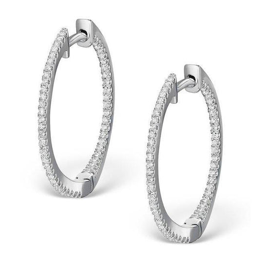 Brilliant Cut 3.70 Carats Real Diamonds Ladies Hoop Earrings Gold White