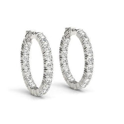 Brilliant Cut 5.40 Ct Real Diamonds Ladies Hoop Earrings Gold White 14K