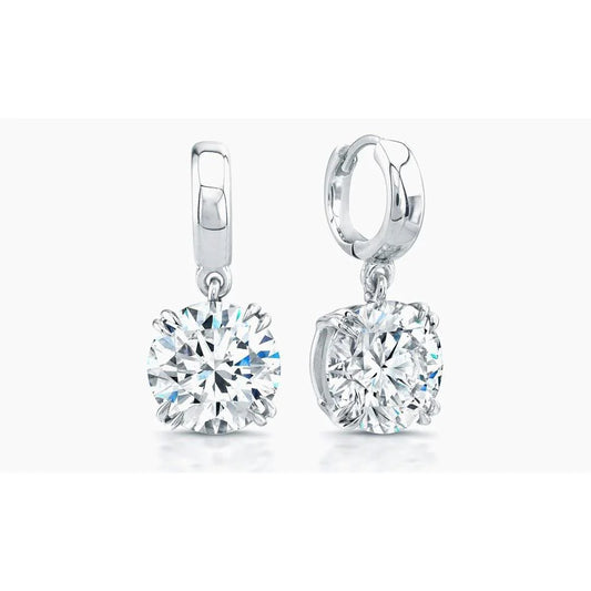 Brilliant Cut 5.50 Carats Real Diamonds Lady Dangle Earrings White Gold