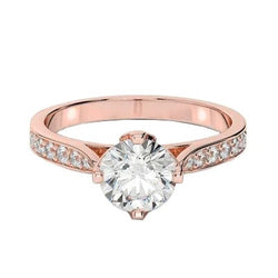 Brilliant Cut Cathedral Setting Real Diamond Engagement Ring Rose Gold