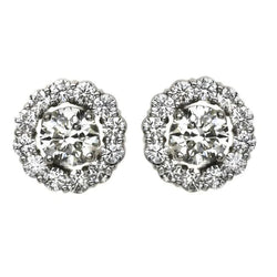 Brilliant Cut Genuine Diamond Stud Halo Earring 3.20 Carats White Gold Jewelry