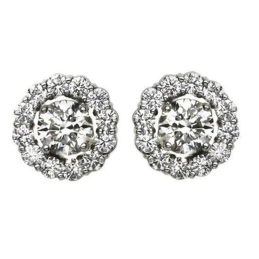 Brilliant Cut Genuine Diamond Stud Halo Earring 3.20 Carats White Gold Jewelry
