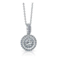 Brilliant Cut Natural Earth Mined Diamond Halo Pendant Necklace 2.07 Carats 14K White Gold