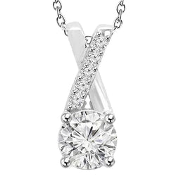 Brilliant Cut Real Diamonds Pendant Necklace 2.50 Carat 14K White Gold