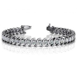Brilliant Cut Lab Grown Diamond Women Bracelet S Link 8.75 Carat WG 14K