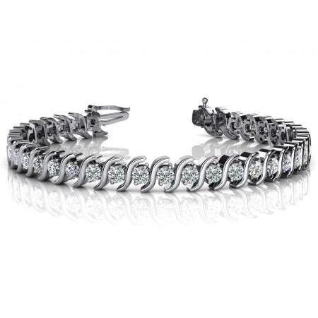 Brilliant Cut Lab Grown Diamond Women Bracelet S Link 8.75 Carat WG 14K