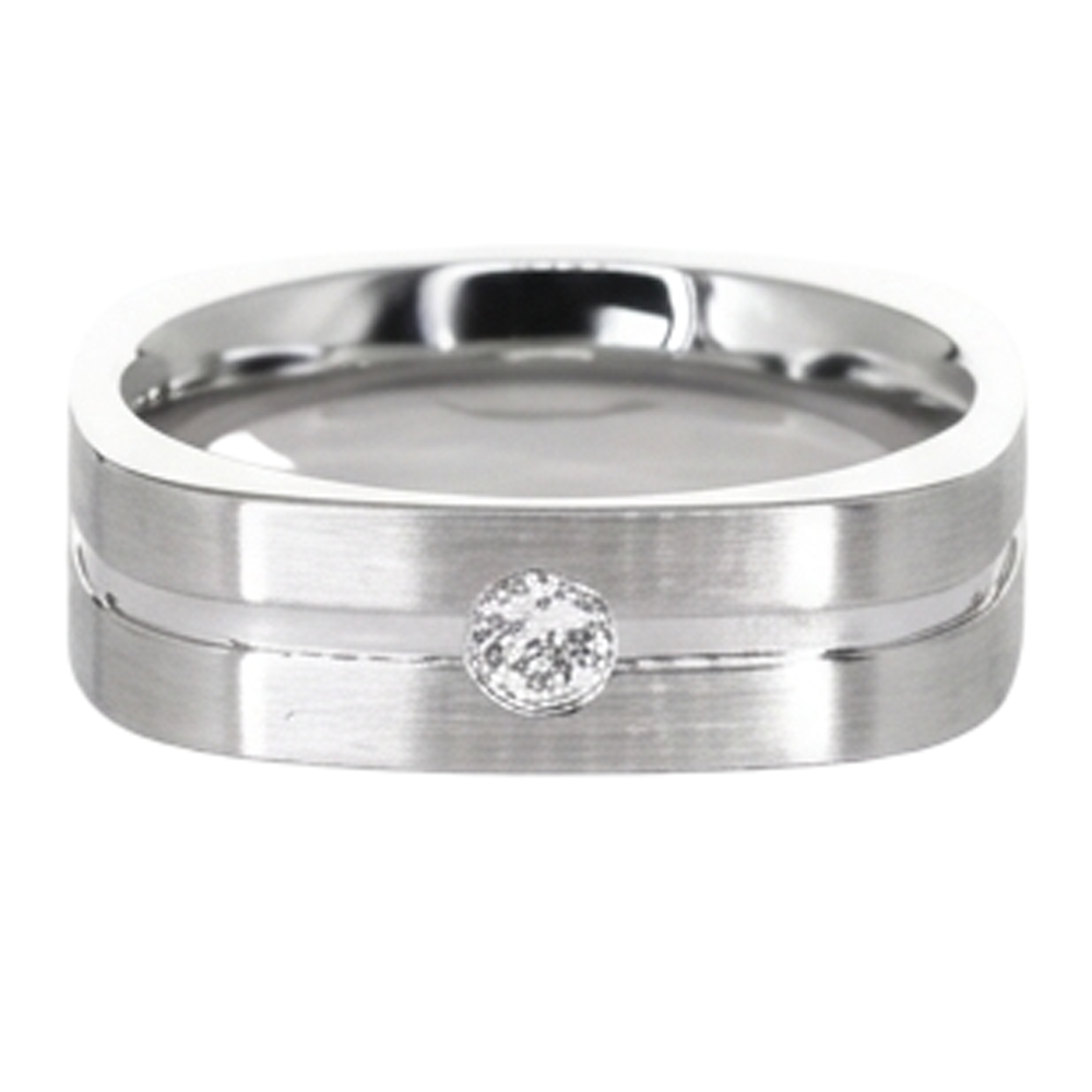Brushed Finish Round Natural Earth Mined Diamond ( Not Lab Grown ) Men's Ring White Gold 14K 0.20 Carats