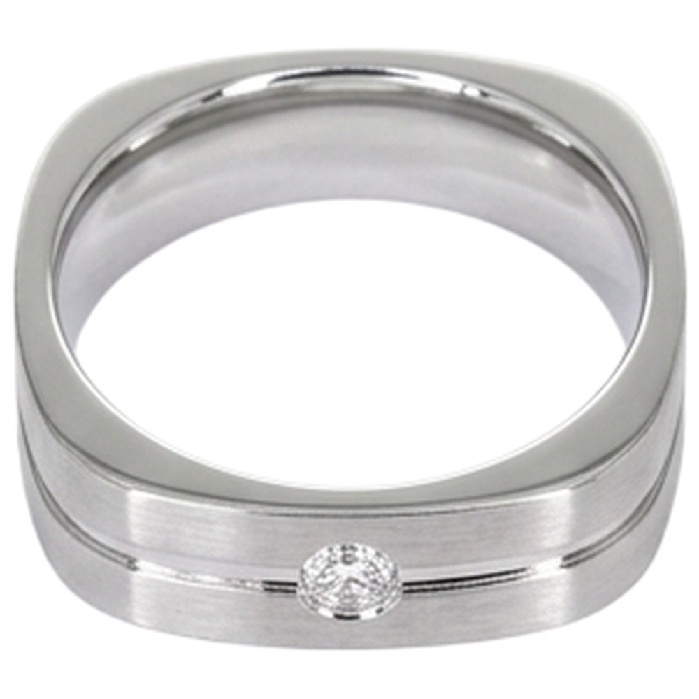 Brushed Finish Round Natural Earth Mined Diamond ( Not Lab Grown ) Men's Ring White Gold 14K 0.20 Carats