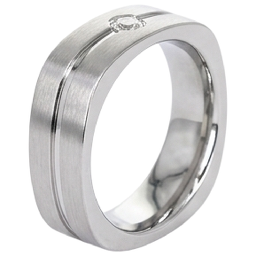 Brushed Finish Round Natural Earth Mined Diamond ( Not Lab Grown ) Men's Ring White Gold 14K 0.20 Carats