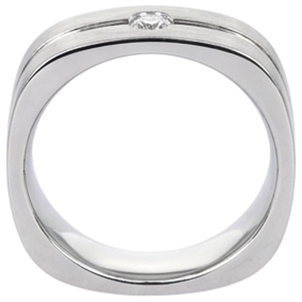 Brushed Finish Round Natural Earth Mined Diamond ( Not Lab Grown ) Men's Ring White Gold 14K 0.20 Carats
