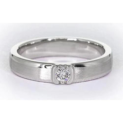 Brushed Finish Round Real Diamond Men's Ring White Gold 14K 0.50 Carats