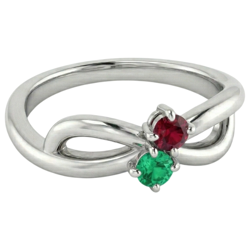 natural round ruby 0.30ct ring on white background